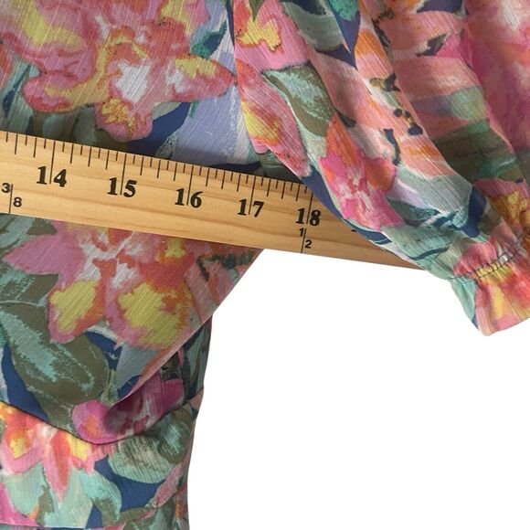 Takara Women's Size 9 Floral‎ Chiffon Babydoll Button Front Sundress Maxi Dress - Picture 7 of 9